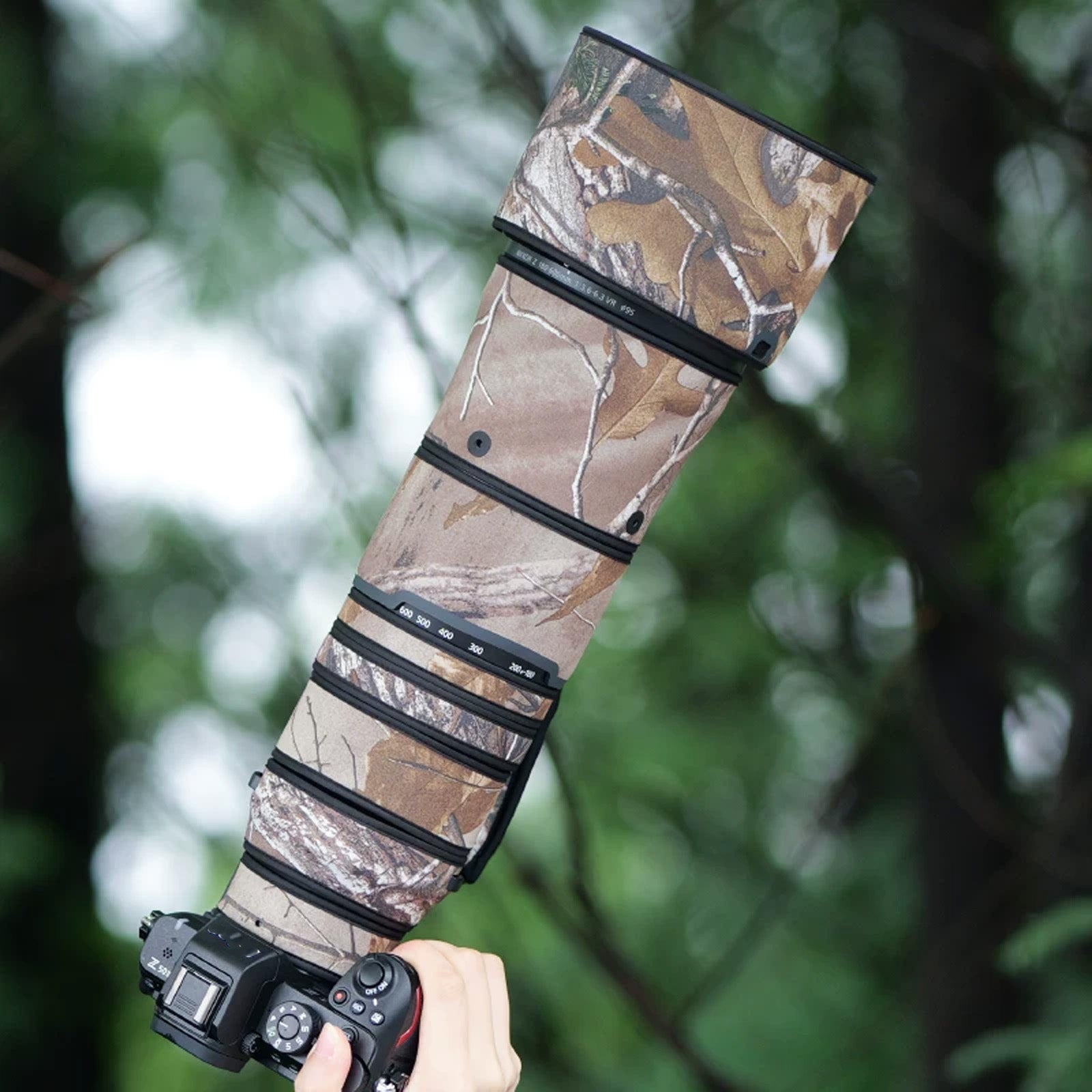 Lens Cover for Nikon Z 180-600mm F/5.6-6.3 VR Camouflage Camera Lens Protection Sleeve Waterproof Rain Cover
